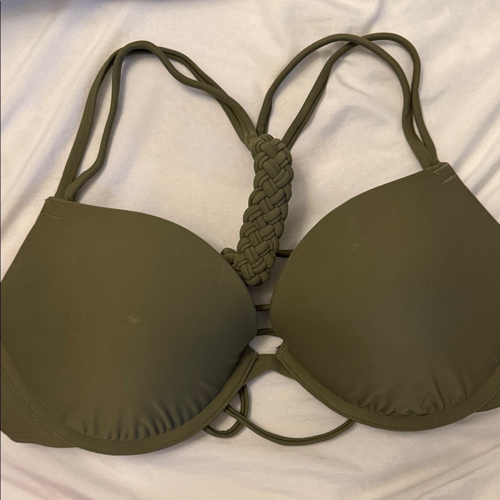 Hollister Olive Green Push Up Bikini Top